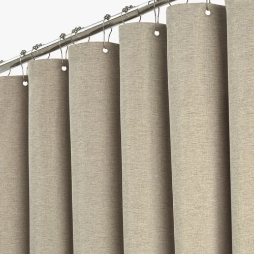 Unyqoos® Waterafstotend linnen douchegordijn in kaki tint voor stijlvolle badkamers