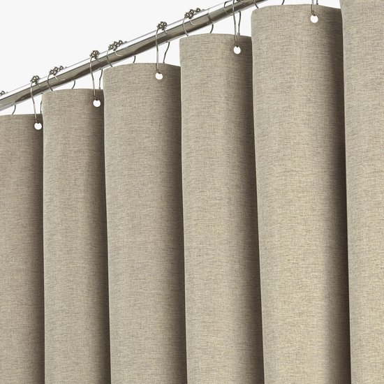 550x550-9305.jpg Unyqoos® Waterafstotend linnen douchegordijn in kaki tint voor stijlvolle badkamers