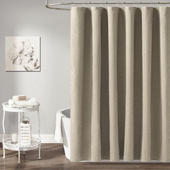 550x550-9306.jpg Unyqoos® Waterafstotend linnen douchegordijn in kaki tint voor stijlvolle badkamers