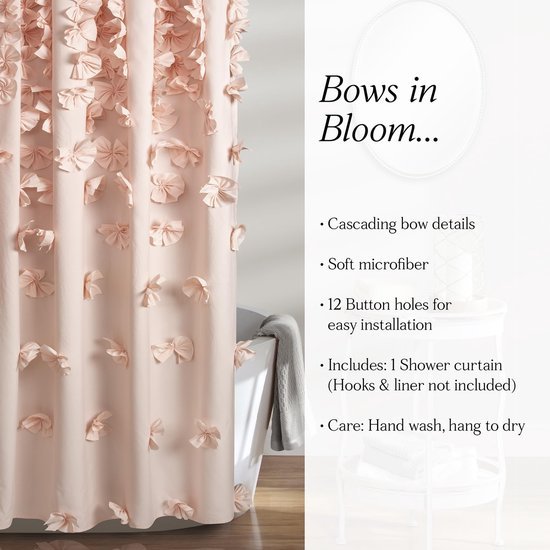 Unyqoos® Elegant Douchegordijn met Unieke Strikken voor een Romantische Badkamer