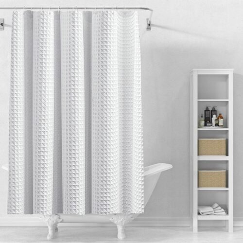 Unyqoos® Elegant wit douchegordijn met wafelpatroon en anti-schimmel eigenschappen