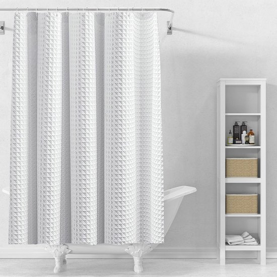 Unyqoos® Elegant wit douchegordijn met wafelpatroon en anti-schimmel eigenschappen
