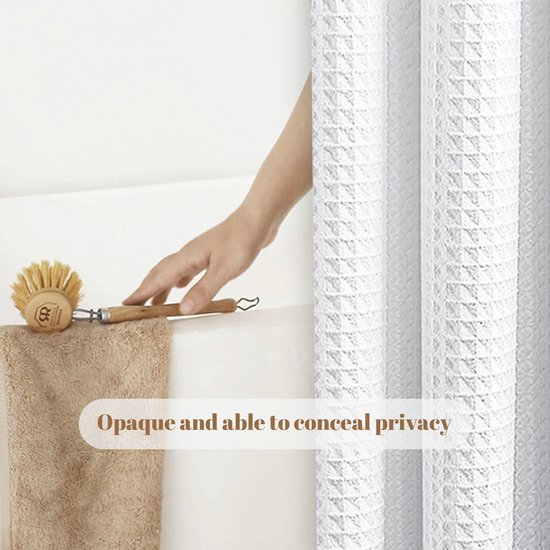 Unyqoos® Elegant wit douchegordijn met wafelpatroon en anti-schimmel eigenschappen