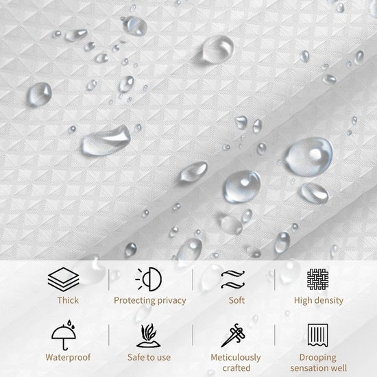 Unyqoos® Elegant wit douchegordijn met wafelpatroon en anti-schimmel eigenschappen