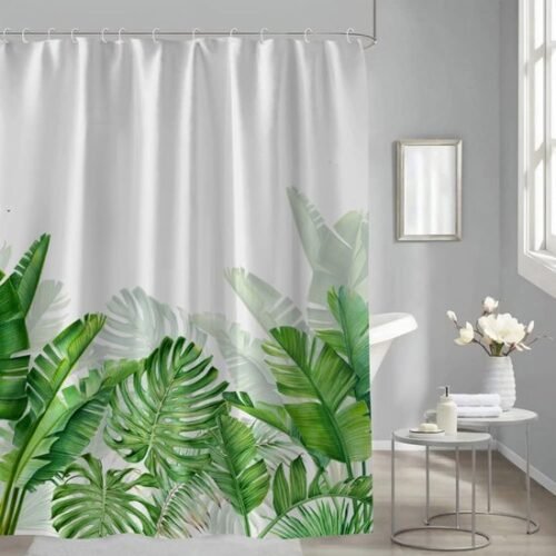 550x550-9331.jpg Unyqoos® Luxueus Douchegordijn met Groen Bladmotief en Schimmelwerende Eigenschappen voor Badkamer