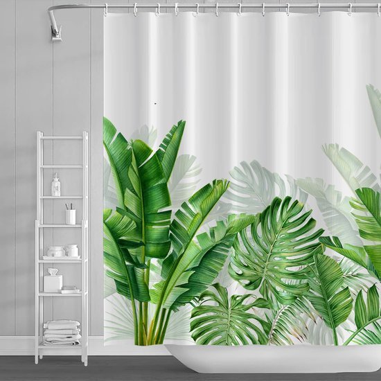 Unyqoos® Luxueus Douchegordijn met Groen Bladmotief en Schimmelwerende Eigenschappen voor Badkamer
