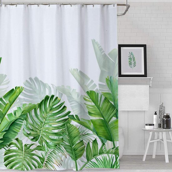 Unyqoos® Luxueus Douchegordijn met Groen Bladmotief en Schimmelwerende Eigenschappen voor Badkamer