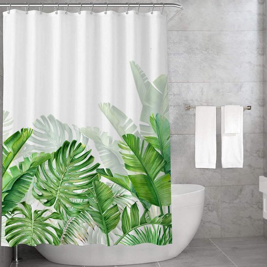 Unyqoos® Luxueus Douchegordijn met Groen Bladmotief en Schimmelwerende Eigenschappen voor Badkamer