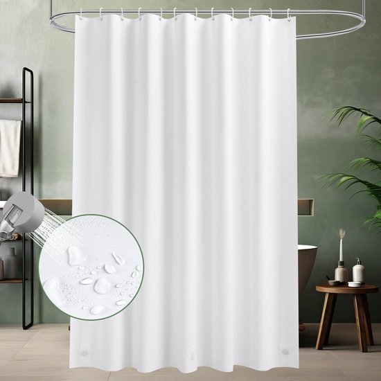 Unyqoos® Wit Douchegordijn 180x180 cm Met Schimmelwerende Eigenschappen En 12 Ringen