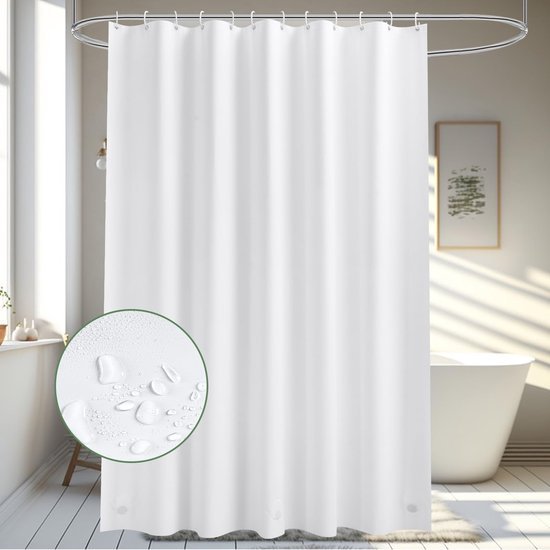 Unyqoos® Wit Douchegordijn 180x180 cm Met Schimmelwerende Eigenschappen En 12 Ringen