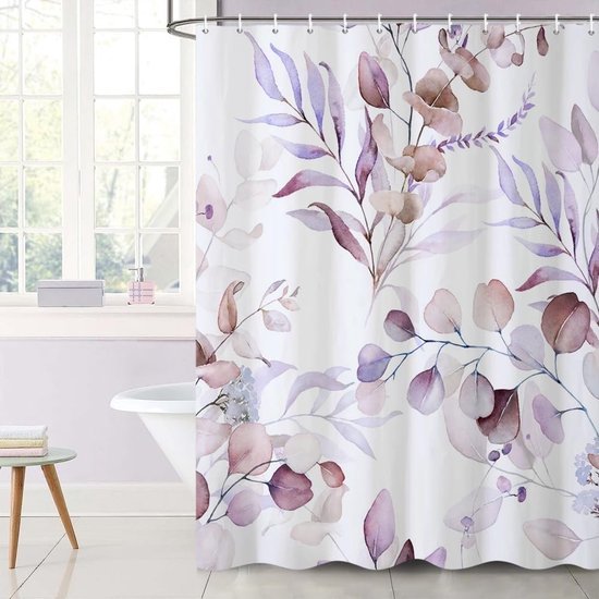 550x550-9345.jpg Unyqoos® Elegant Anti-Schimmel Douchegordijn met Eucalyptus Print voor Luxe Badkamerervaring