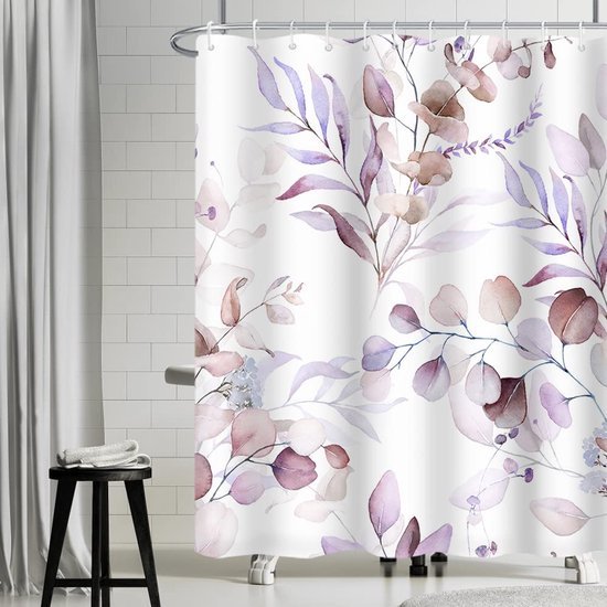 550x550-9346.jpg Unyqoos® Elegant Anti-Schimmel Douchegordijn met Eucalyptus Print voor Luxe Badkamerervaring