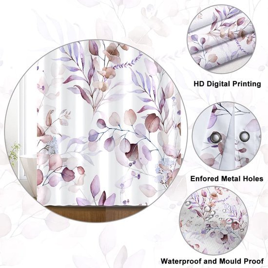 550x550-9348.jpg Unyqoos® Elegant Anti-Schimmel Douchegordijn met Eucalyptus Print voor Luxe Badkamerervaring