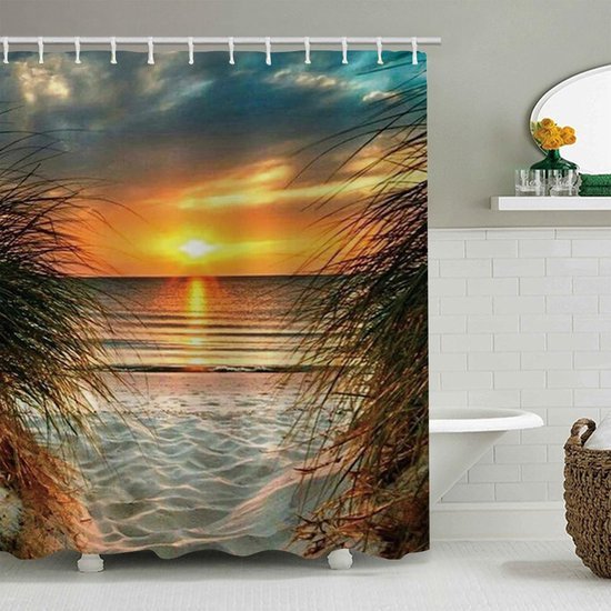 Unyqoos® Blauw polyester douchegordijn 180x180 cm met schimmelwerende eigenschappen