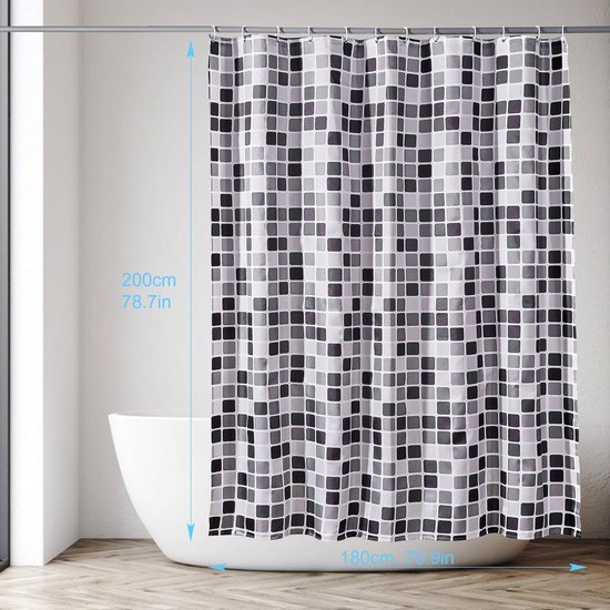 Unyqoos® Waterafstotende Douchegordijn met Anti-Schimmel Eigenschappen en Inclusief Ringen voor Eenvoudige Installatie