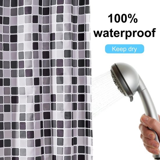Unyqoos® Waterafstotende Douchegordijn met Anti-Schimmel Eigenschappen en Inclusief Ringen voor Eenvoudige Installatie
