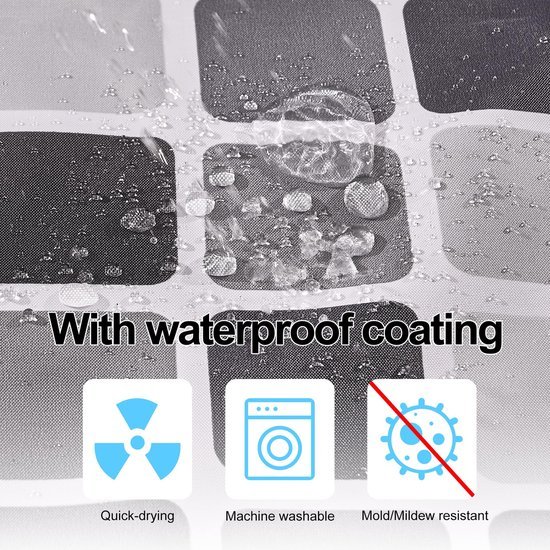 Unyqoos® Waterafstotende Douchegordijn met Anti-Schimmel Eigenschappen en Inclusief Ringen voor Eenvoudige Installatie