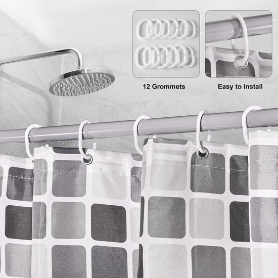 Unyqoos® Waterafstotende Douchegordijn met Anti-Schimmel Eigenschappen en Inclusief Ringen voor Eenvoudige Installatie
