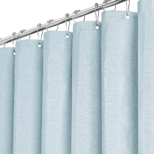 Unyqoos® Waterafstotend linnen douchegordijn in elegante mistblauwe kleur