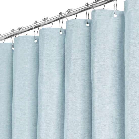 550x550-9372.jpg Unyqoos® Waterafstotend linnen douchegordijn in elegante mistblauwe kleur