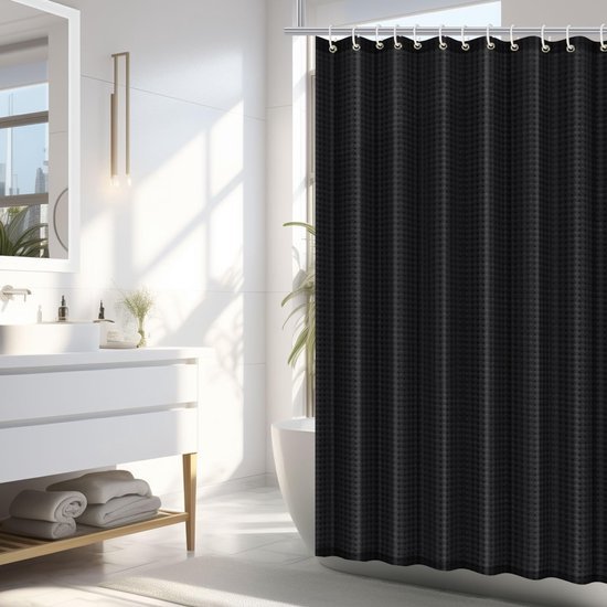 Unyqoos® Elegant Douchegordijn met Wafelstructuur en Waterafstotende Eigenschappen voor Elke Badkamerstijl
