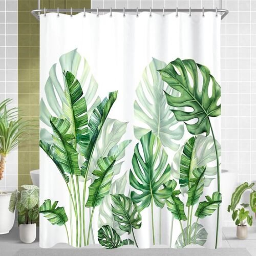 550x550-9390.jpg Unyqoos® Stijlvol Douchegordijn met Groene Bladeren, Verzwaarde Zoom en Waterafstotende Eigenschappen