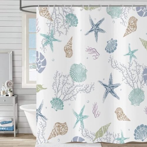 550x550-9396.jpg Unyqoos® Waterdicht douchegordijn met nautische print en kunststof haken