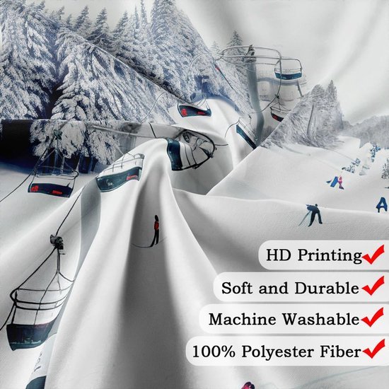 550x550-9410.jpg Unyqoos® Winterse Douchegordijn met Polyester Stof en Haken voor Badkamer