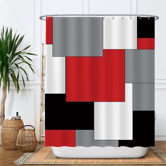 Unyqoos® Stijlvolle en Wasbare Douchegordijnset met Anti-Schimmel Bescherming en 12 Ringen, 180x200 cm