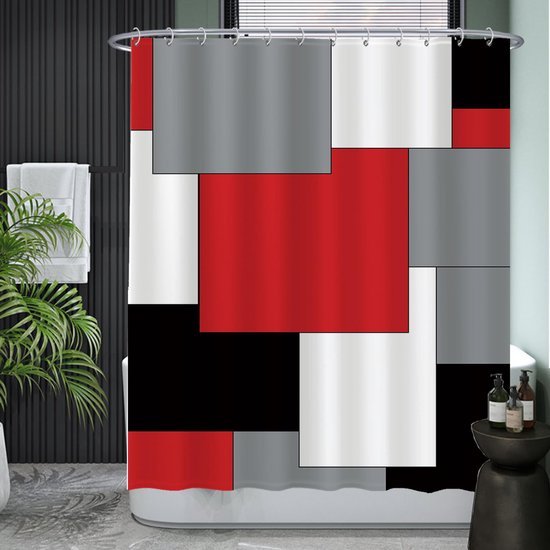 Unyqoos® Stijlvolle en Wasbare Douchegordijnset met Anti-Schimmel Bescherming en 12 Ringen, 180x200 cm