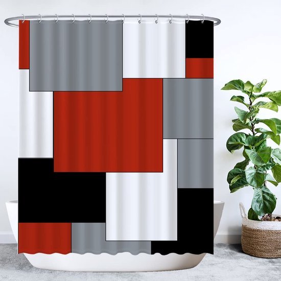 Unyqoos® Stijlvolle en Wasbare Douchegordijnset met Anti-Schimmel Bescherming en 12 Ringen, 180x200 cm