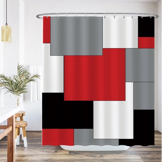 Unyqoos® Stijlvolle en Wasbare Douchegordijnset met Anti-Schimmel Bescherming en 12 Ringen, 180x200 cm