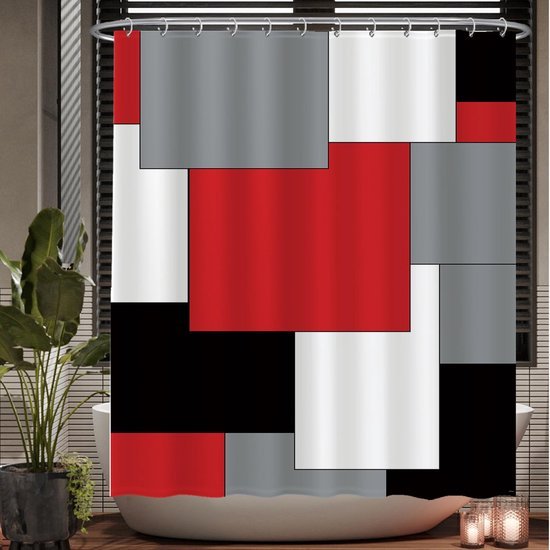 Unyqoos® Stijlvolle en Wasbare Douchegordijnset met Anti-Schimmel Bescherming en 12 Ringen, 180x200 cm