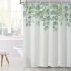 Unyqoos® Elegant Douchegordijn met Groene Aquarelbladeren voor Luxe Badkamerervaring, Schimmelbestendig en Waterafstotend met Installatiegemak