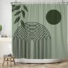 Unyqoos® Stijlvol en Functioneel Douchegordijn met Abstracte Kunst en Groene Bladeren Motief