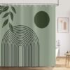 Unyqoos® Stijlvol en Functioneel Douchegordijn met Abstracte Kunst en Groene Bladeren Motief