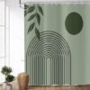 Unyqoos® Stijlvol en Functioneel Douchegordijn met Abstracte Kunst en Groene Bladeren Motief