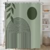 Unyqoos® Stijlvol en Functioneel Douchegordijn met Abstracte Kunst en Groene Bladeren Motief