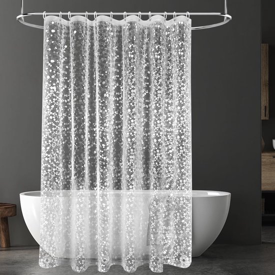 Unyqoos® Waterafstotend en Schimmelbestendig Douchegordijn met 3D Kiezelstenen Ontwerp, 180 x 180 cm