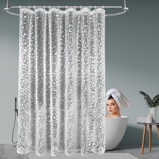 Unyqoos® Waterafstotend en Schimmelbestendig Douchegordijn met 3D Kiezelstenen Ontwerp, 180 x 180 cm