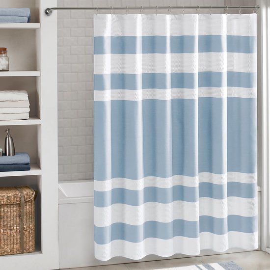 Unyqoos® Blauw stoffen douchegordijn met vochtregulatie en moderne stijl voor badkamer