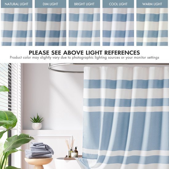 Unyqoos® Blauw stoffen douchegordijn met vochtregulatie en moderne stijl voor badkamer