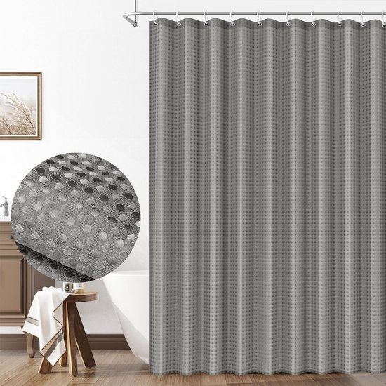 Unyqoos® Elegant en Functioneel Douchegordijn met Wafelpatroon voor Stijlvolle Badkamers