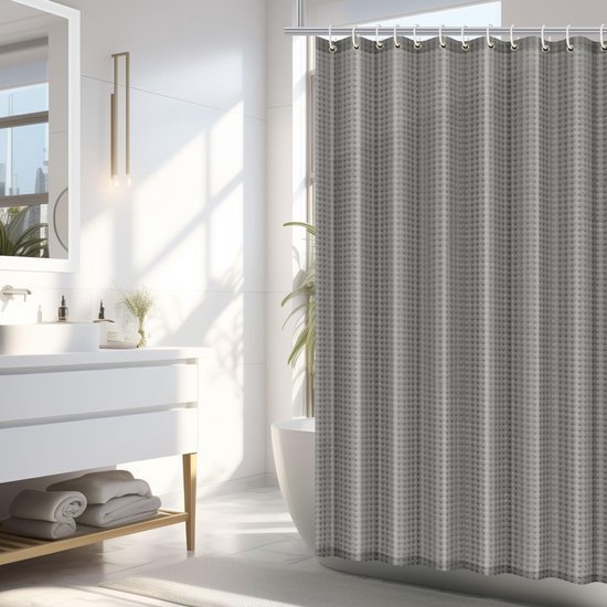 Unyqoos® Elegant en Functioneel Douchegordijn met Wafelpatroon voor Stijlvolle Badkamers