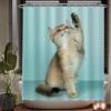 Unyqoos® Charmant Douchegordijn met Kattenprint voor Stijlvolle Badkamerinrichting - 180 x 200 cm - Inclusief Ringen