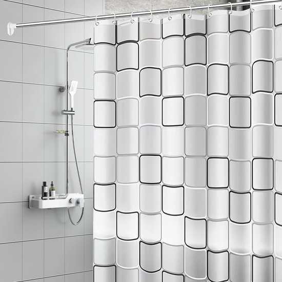 Unyqoos® Waterdicht en schimmelwerend douchegordijn met haken voor badkamer