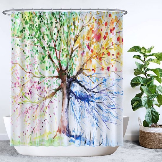 Unyqoos® Schitterend Waterdicht Douchegordijn Met Kleurrijk Aquarelontwerp Voor Badkuip En Douche