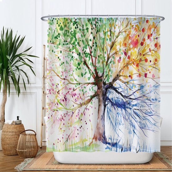 Unyqoos® Schitterend Waterdicht Douchegordijn Met Kleurrijk Aquarelontwerp Voor Badkuip En Douche
