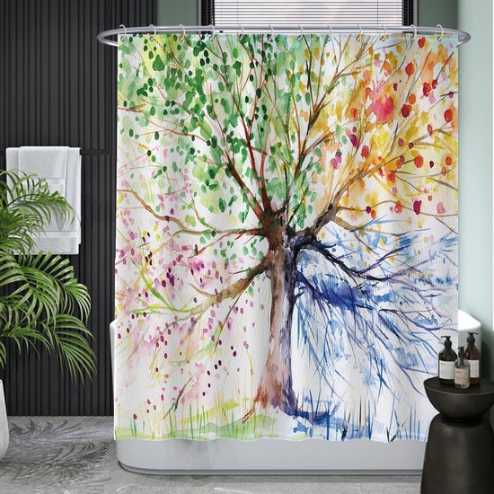 Unyqoos® Schitterend Waterdicht Douchegordijn Met Kleurrijk Aquarelontwerp Voor Badkuip En Douche