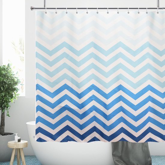 550x550-9525.jpg Unyqoos® Stijlvol textiel douchegordijn met blauw-wit kleurverloop en chevron patroon